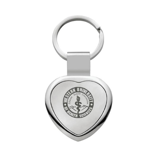 WesternU Heart Key Chain Silver