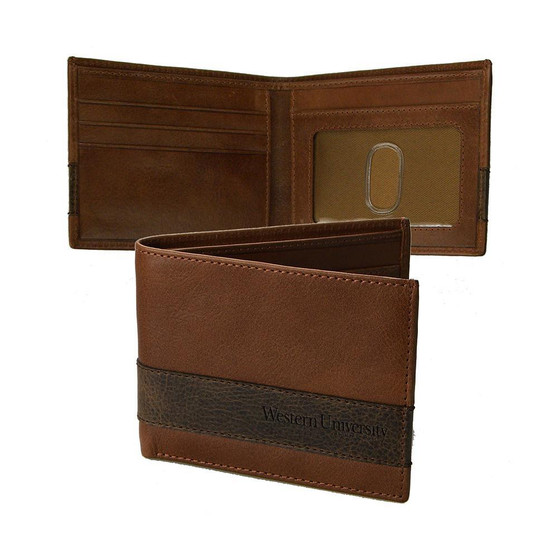 WesternU 2-Tone Leather Billfold Wallet Black/Tan