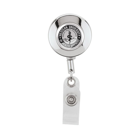 WesternU Epoxy Dome Badge Reel Chrome