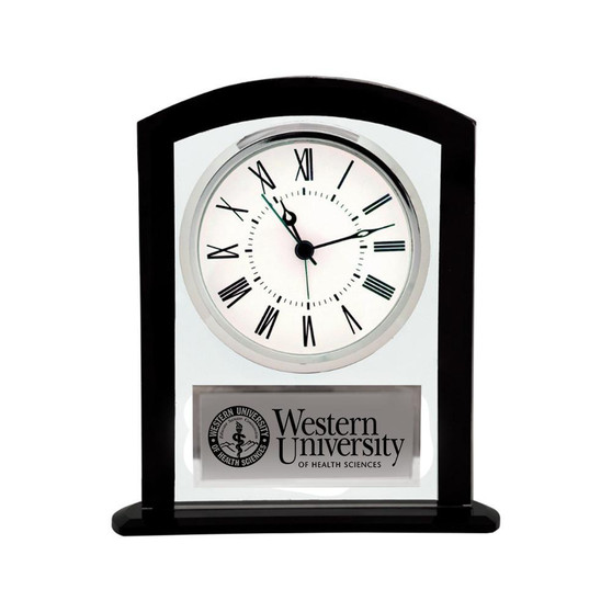 WesternU Black Glass Arch Clock