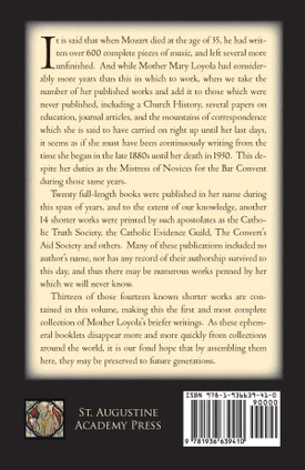 Back cover of Sursum Corda! A Collection of Short Works by Mother Mary Loyola