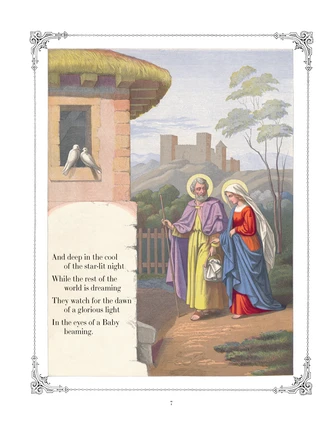 Joseph leading Mary to Bethlehem - color woodcut after Leonhard Diefenbach