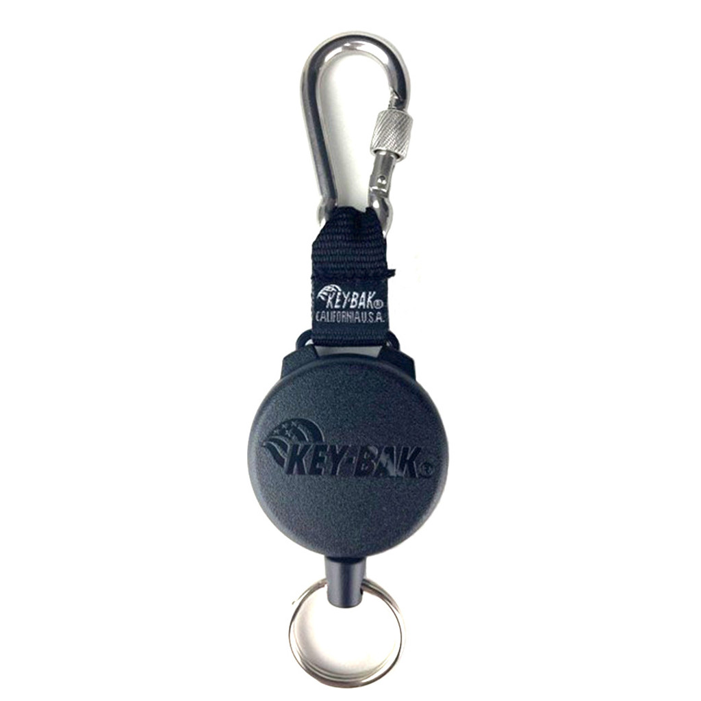 Retractable Key-Bak Lanyard Black w/  Twist Lock Carabiner