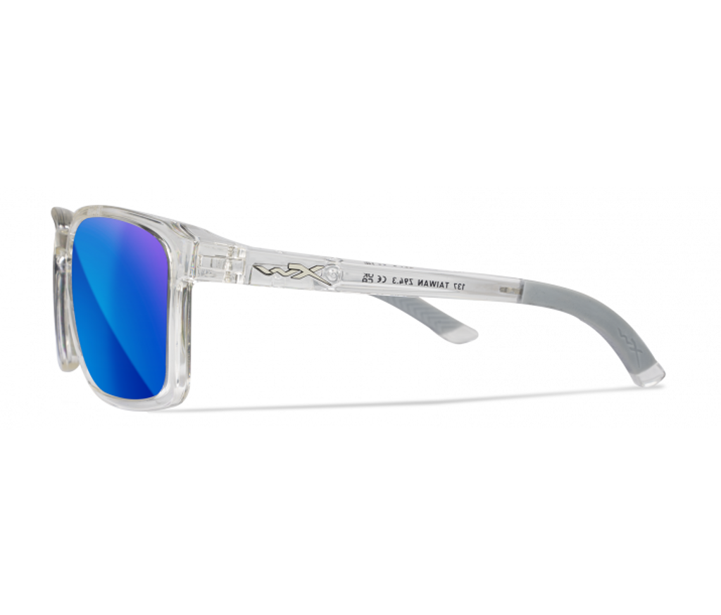 Wiley X Alfa | Captivate Polarised Blue Mirror Lens w/Gloss Clear Crystal Frame