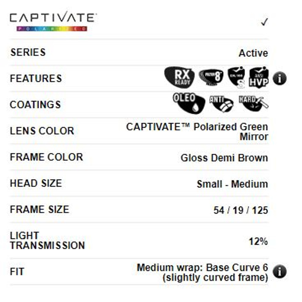 Wiley X Helix | Captivate Polarised Green Mirror Lens w/ Gloss Demi Frame