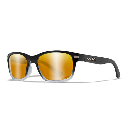 Wiley X Helix | Captivate Bronze Mirror Lens w/ Gloss Black to Crystal Clear Frame