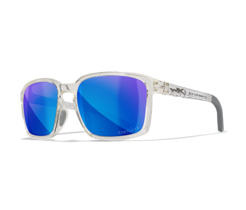 Wiley X Alfa | Captivate Polarised Blue Mirror Lens w/Gloss Clear Crystal Frame