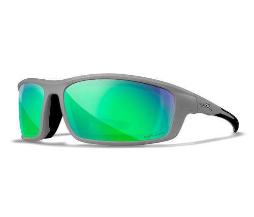 Wiley X Grid | Captivate Polarised Green Mirror Lens w/ Matte Cool Grey Frame