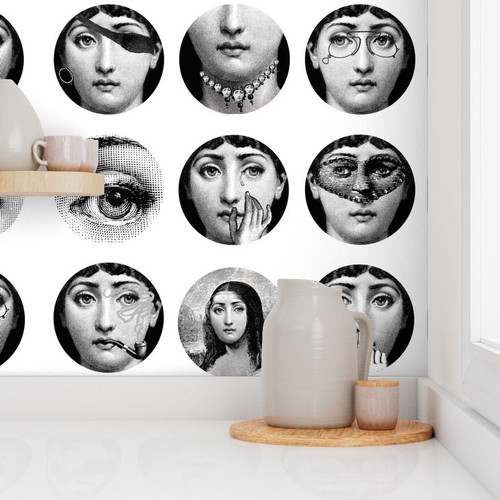 Faces of Lina Peel & Stick Wallpaper (Black or White)