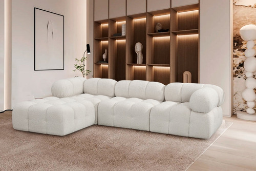 Ames Boucle 4PC Sectional (Cream)-Style 1