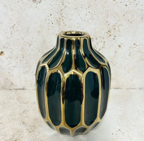 Newton Ceramic Vase (8"H)-Forest Green
