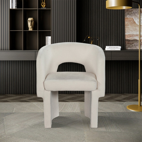 Emmet Chenille Fabric Dining Chair (Cream, Beige)