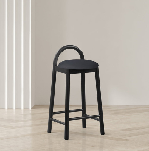 Calvin Faux Leather Counter Stool (Black)