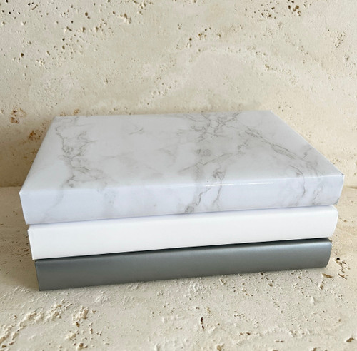 Coffee Table Book Set of 3 (Includes Wording)-(Light Marble, White, Dark Grey)