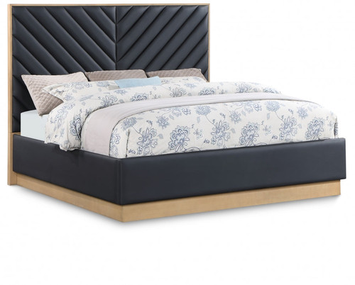 Casa Faux Leather Bed (King)-Black