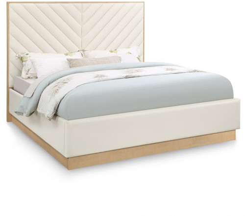 Casa Faux Leather Bed (King)-Cream