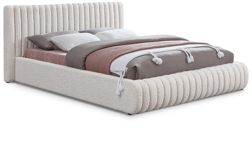 Nash Boucle Fabric Bed-Cream (Queen)