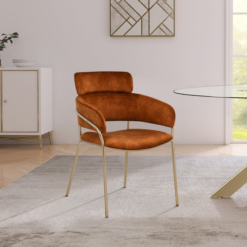 Yara Velvet Dining Chair (Cognac, Natural, Beige)