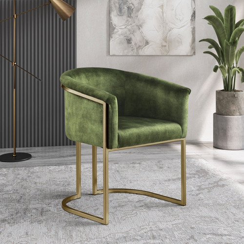 Dumont Velvet Dining Chair (Green, Navy, Cream)-Single
