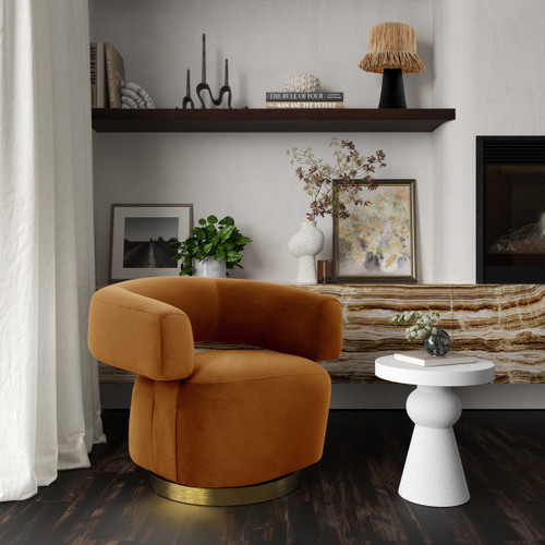 River Velvet Accent Chair (Cognac)