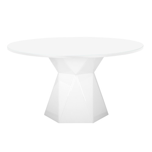 Iris Dining Glass Table (White)