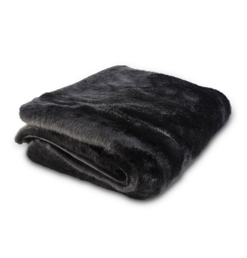 Yaupon Faux Fur Throw Blanket (Black)
