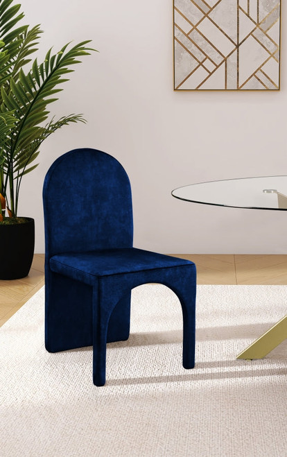 Summer Velvet Side Dining Chair-Single (Navy, Emerald, Cognac)