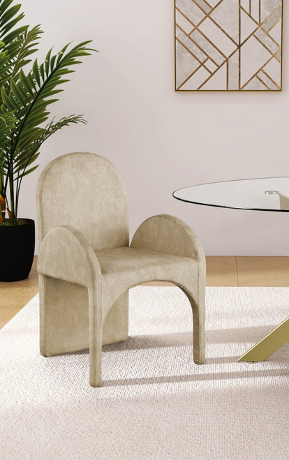 Summer Velvet Arm Dining Chair-Single (Natural, Grey, Beige, Black)