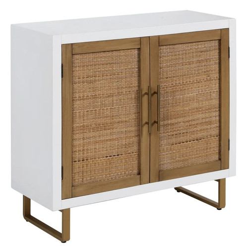 Bagby 2-Door Wooden Cabinet (White & Tweed)