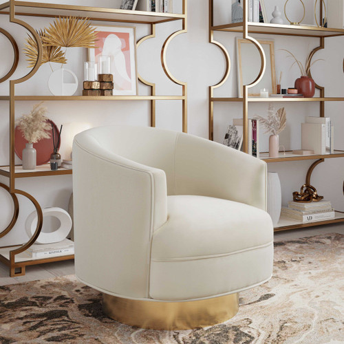 Stella Velvet Accent Chair (Cream/Gold)