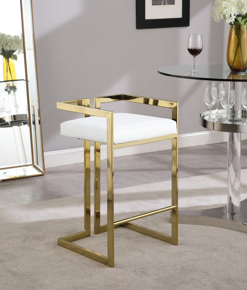 White Sanders Faux Leather Counter Stool (Gold or Silver)-Single