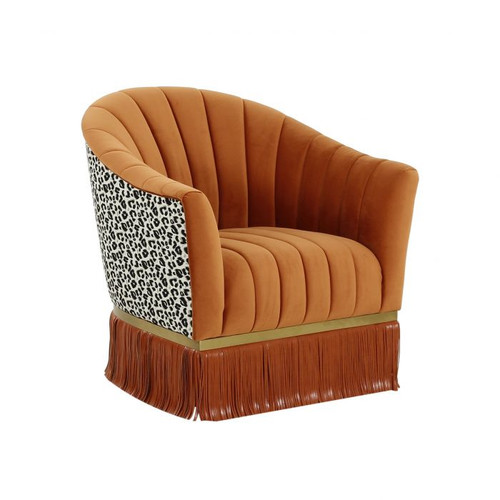 Enid Velvet Swivel Accent Chair (Cinnamon)