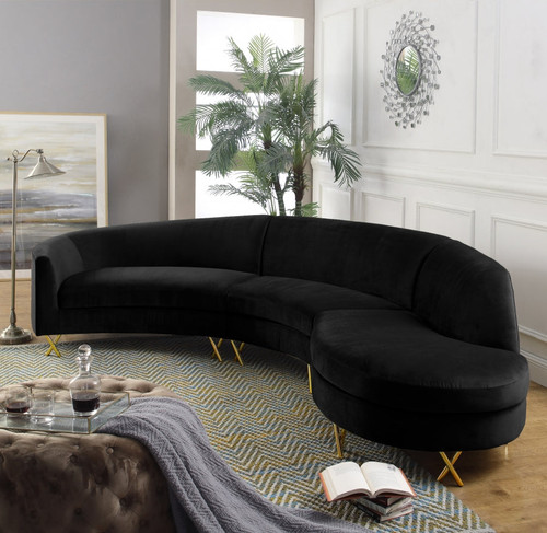 Olson Velvet Sectional (Black)