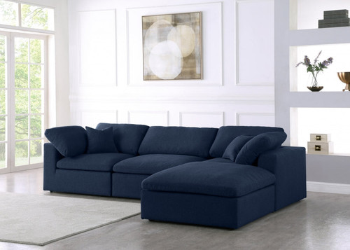 Seinfield Reversible Linen 4PC Sectional (Navy)