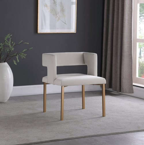 Tinsley Velvet Dining Chair-Cream (Single)