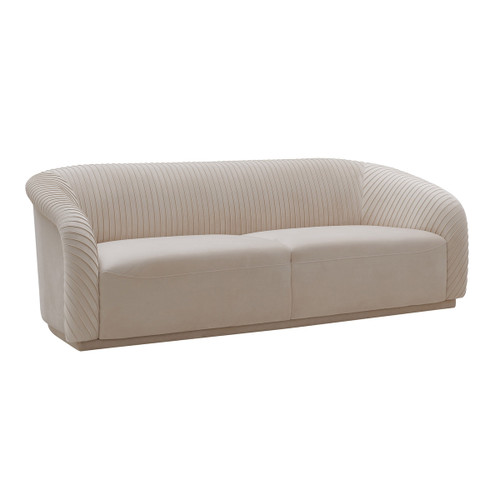 Yara Pleated Velvet Sofa (Beige)