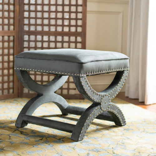 Mora Velvet Ottoman (Grey)