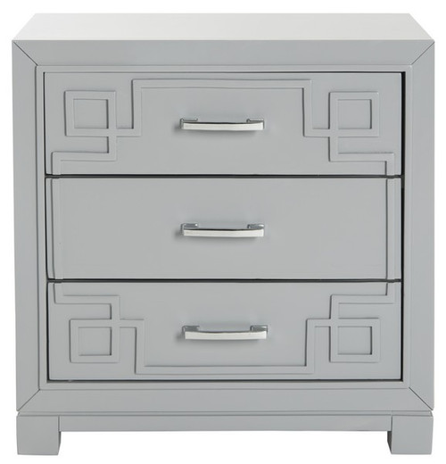 Euclid 3-Drawer Nightstand (Grey/Silver)