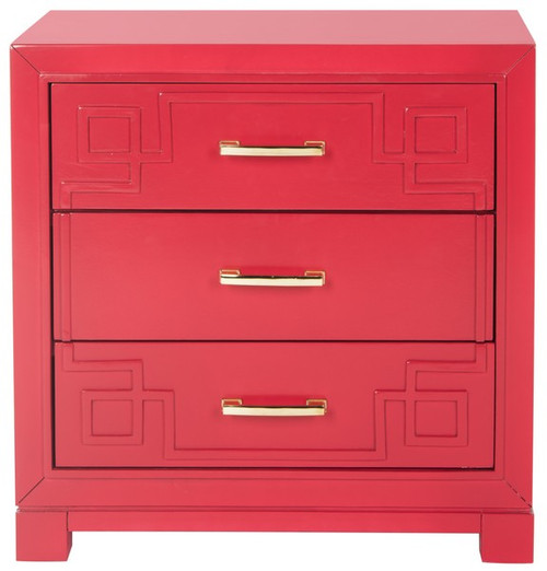 Euclid 3-Drawer Nightstand (Red)