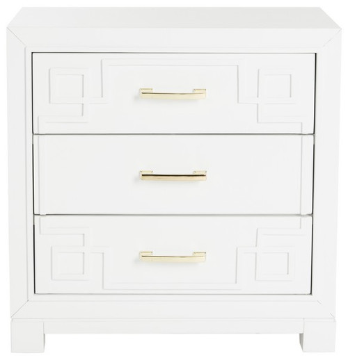 Euclid 3-Drawer Nightstand (White/Gold)