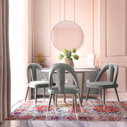 Binz Velvet Side/Dining Chair (Light Grey)