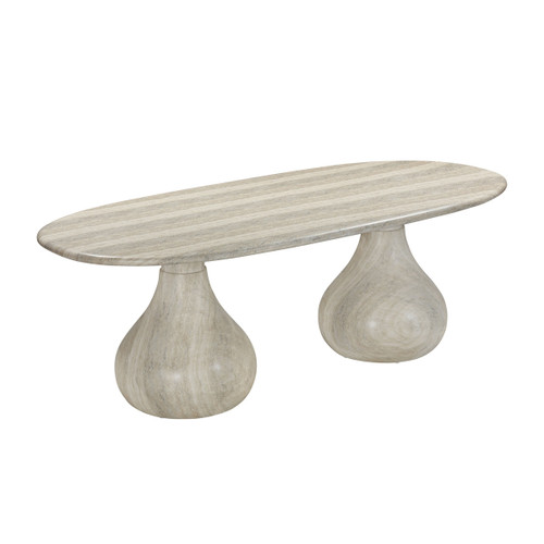Smooch Faux Travertine Oval Dining Table