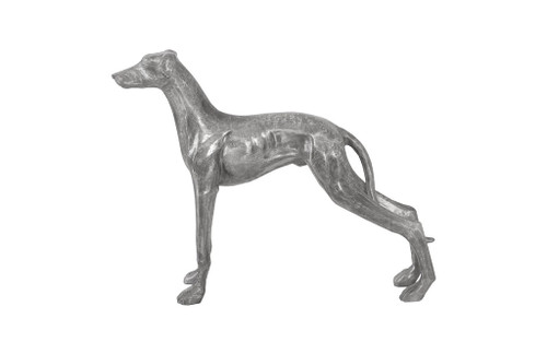 Posing Dog Sculpture, Black/Silver, Aluminum