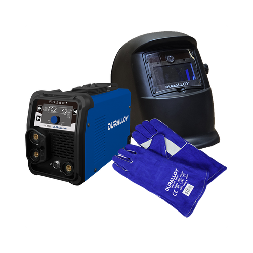 Duralloy 121 Gasless MIG Bundle with Auto Helmet, Gloves & Spares