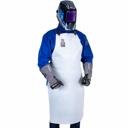 Elliotts Blue Max® A1 Leather Bib Style Welders Apron Extra Wide