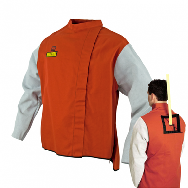 WAKATAC Proban Welding Jacket with Chrome Leather Sleeves & Safety ...