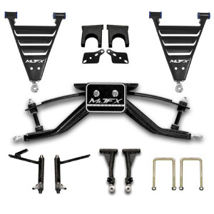 Club Car DS with MadJax® 6-inch HD Lift Kit installed, featuring enhanced suspension and rugged off-road capabilities. Club Car DS with MadJax® 6-inch HD Lift Kit installed, featuring enhanced suspension and rugged off-road capabilities.