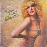 Actual image of the vinyl record album artwork of Bette Midler's Thighs And Whispers LP - taken in our record store