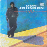 Actual image of the vinyl record album artwork of Don Johnson's Heartbeat LP - taken in our record store