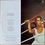 Actual image of the back cover of Roxy Music's Flesh + Blood second hand vinyl record taken in our Melbourne record shop